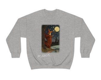 Crimson Witch Crewneck Sweatshirt, Hexe Sweatshirt, Witchy Bekleidung, Magie Rundhalsausschnitt, Mystische Bekleidung, Vintage Style Pullover, Magick