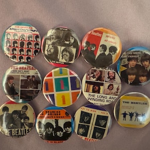 The Beatles single cover handmade pin back buttons