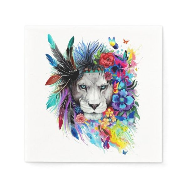 Peinture lion art dessin affiche, roi lion, coiffure et fleurs, aquarelle, animaux PNG, haute résolution, téléchargement numérique