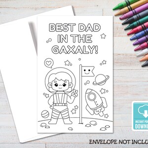 Happy Father&#39;s Day Printable Coloring Card, Father&#39;s Day Card for Kids, Coloring Activity, Instant Download, Digital Greeting Card