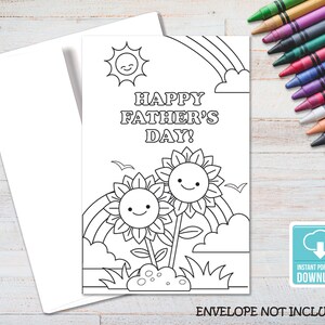 Happy Father&#39;s Day Printable Coloring Card, Father&#39;s Day Card for Kids, Coloring Card, Instant Download, Digital Greeting Card