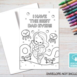 Happy Father&#39;s Day Printable Coloring Card, Father&#39;s Day Card for Kids, Coloring Activity, Instant Download, Digital Greeting Card