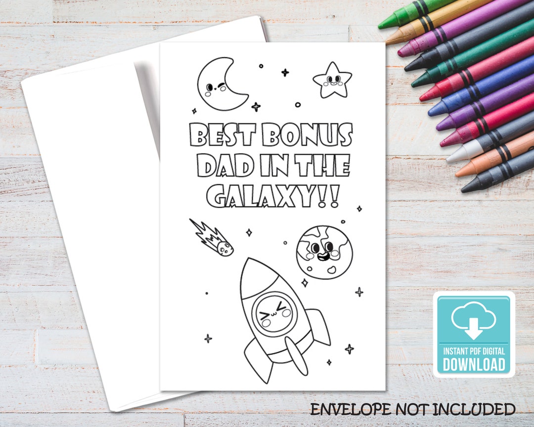 Happy Father's Day Printable Coloring Card, Bonus Dad Card for Kids ...