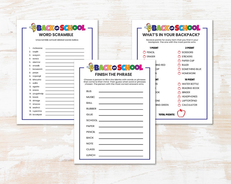 Back to School Activity Games, Back to School Kids, Classroom