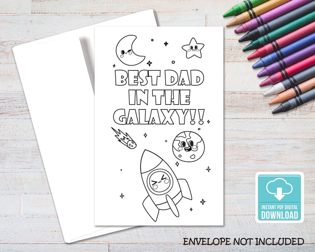 Happy Father's Day Printable Coloring Card, Father's Day Card for Kids ...