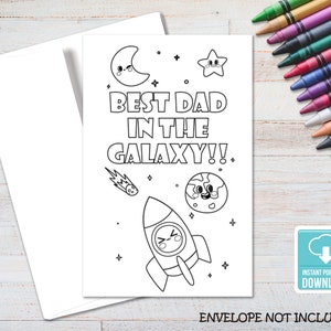 Happy Father&#39;s Day Printable Coloring Card, Father&#39;s Day Card for Kids, Coloring Card, Instant Download, Digital Greeting Card