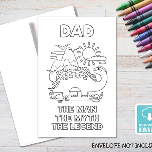 Happy Father&#39;s Day Printable Coloring Card, Father&#39;s Day Card for Kids, Coloring Activity, Instant Download, Digital Greeting Card