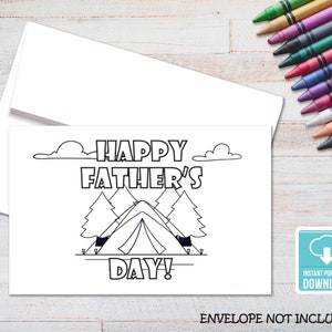 Happy Father's Day Printable Coloring Card, Father's Day Card for Kids, Coloring Card, Instant Download, Digital Greeting Card