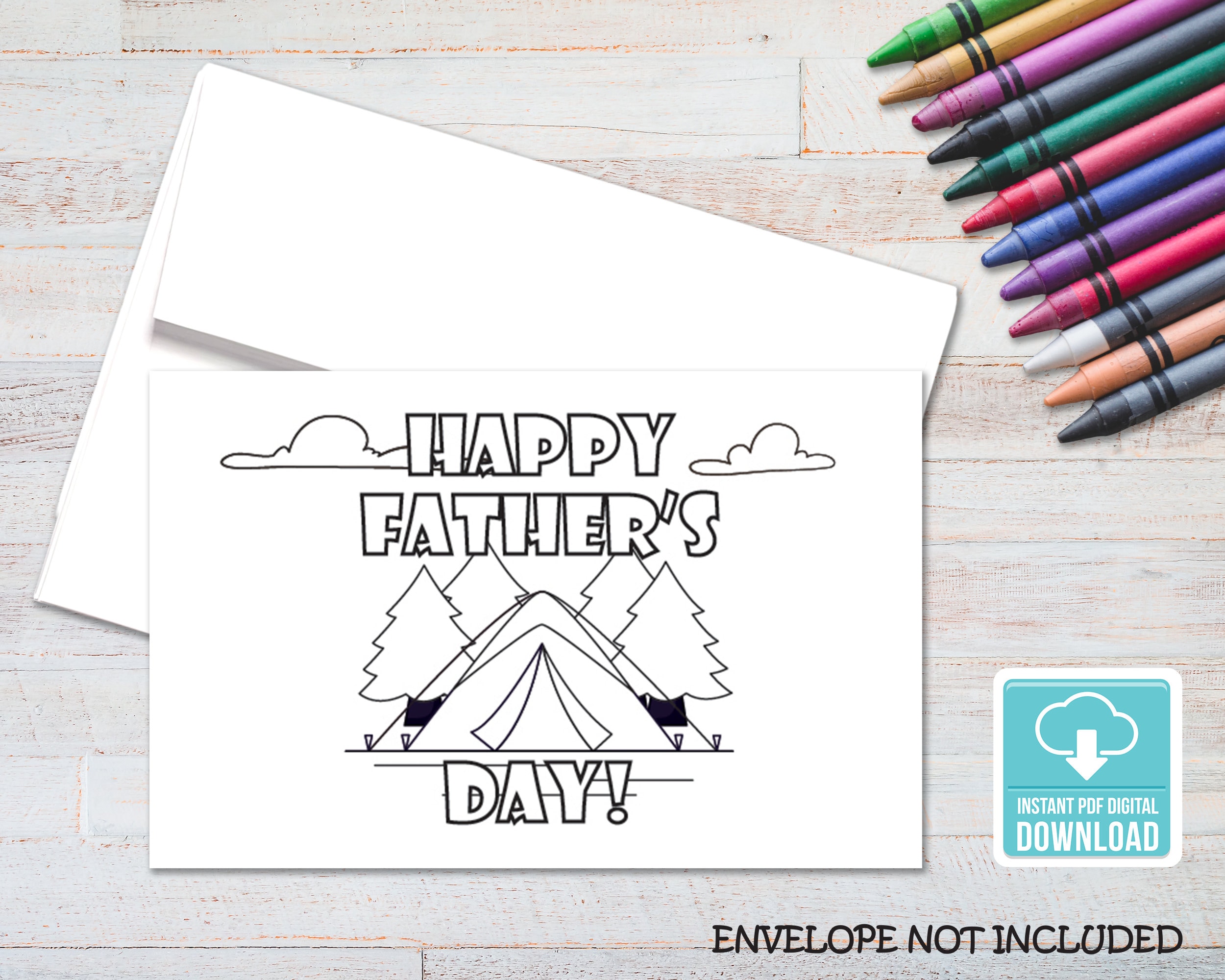 Happy Father's Day Printable Coloring Card, Father's Day Card for Kids ...