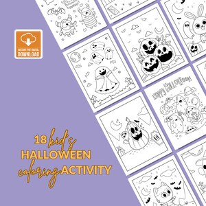 Halloween Coloring Pages, Halloween Printable, Halloween Coloring Book, Trick or Treat Coloring Pages, Instant Download