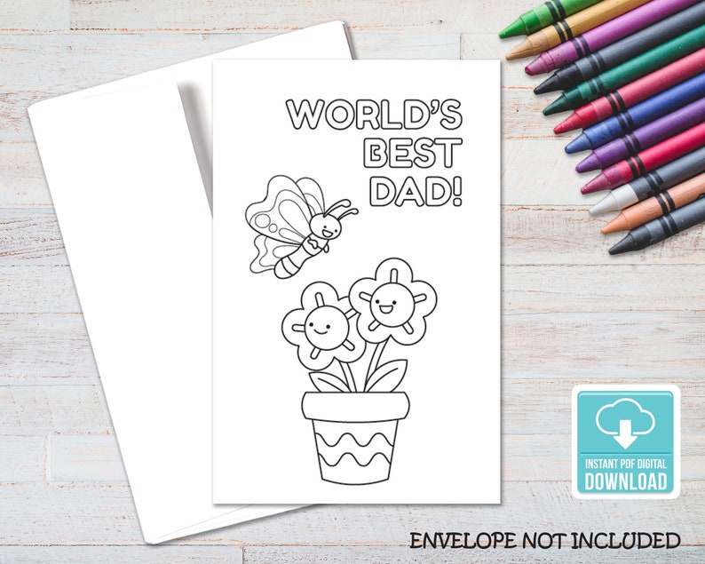 Happy Father's Day Printable Coloring Card Father's - Etsy