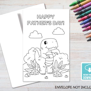 Happy Father&#39;s Day Printable Coloring Card, Father&#39;s Day Card for Kids, Coloring Activity, Instant Download, Digital Greeting Card