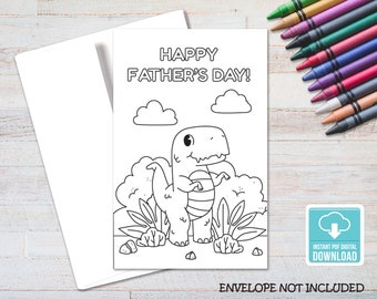 Happy Father's Day Printable Coloring Card, Father's Day Card for Kids, Coloring Activity, Instant Download, Digital Greeting Card