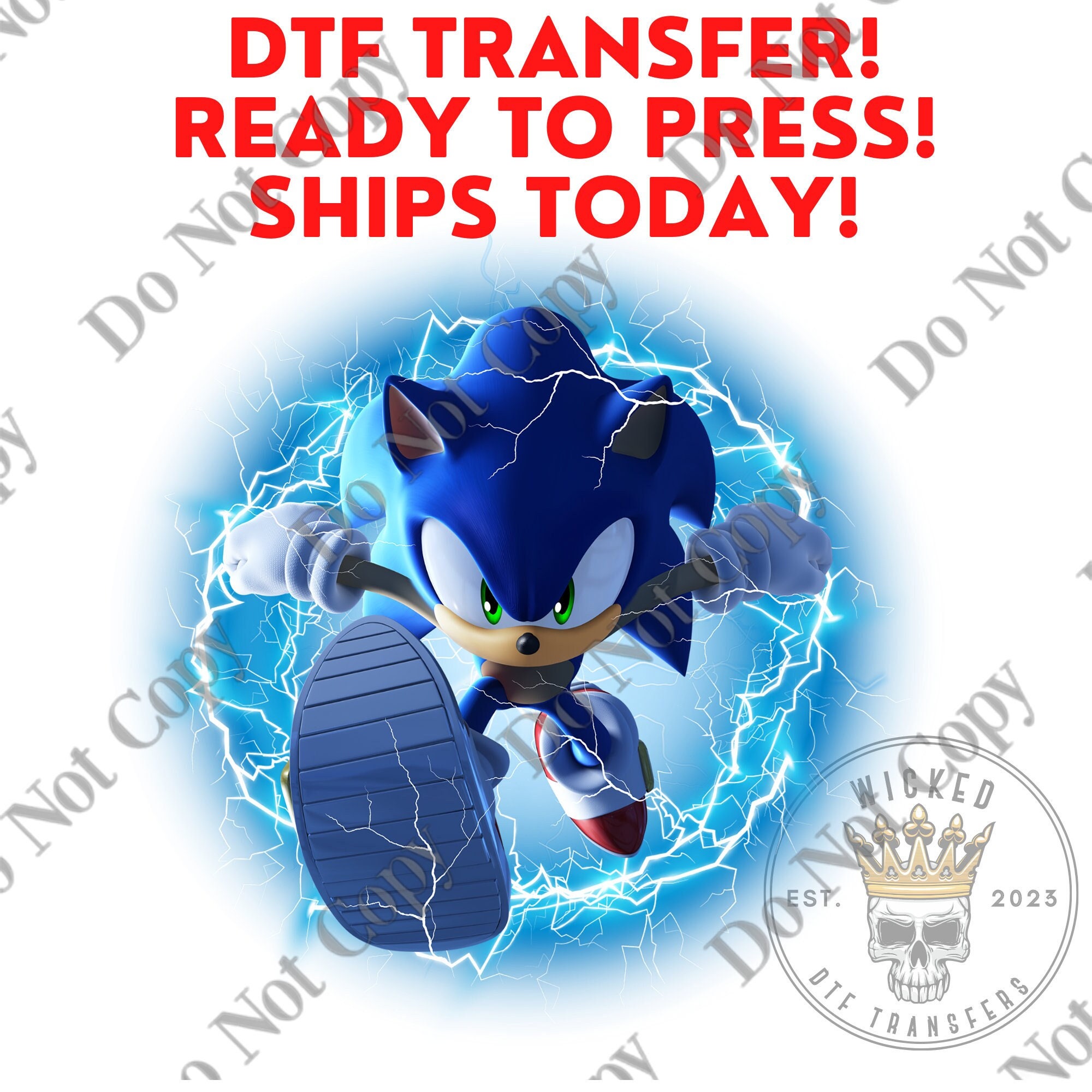 Sonic The Hedgehog Shadow Iron On Transfer For Light and Dark fabric 1