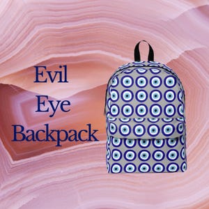 Evil Eye Unisex Classic Backpack, Casual Travel Bag, Student Backpack, Trendy School Bag, Patterned Daypack, Eye-Catching Rucksack