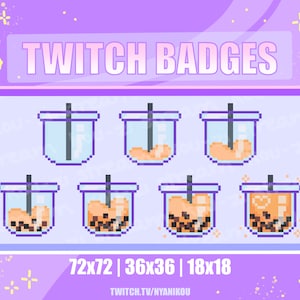 Twitch Sub Badges Bit Badges Emote Cute Boba Milk Tea Badge Stream Asset Kawaii Bubble Tea Thai Milk Tea - Youtube, Discord, Lofi, Vaporwave