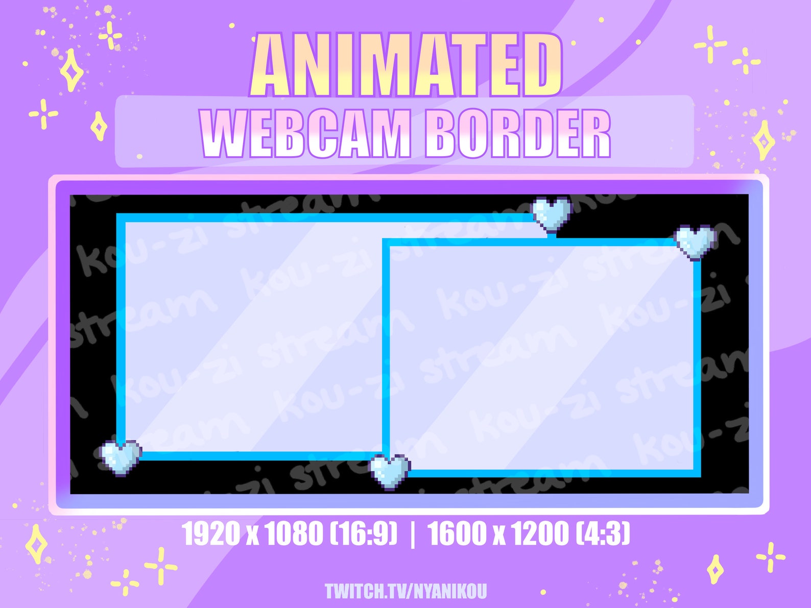 Animated Pixel Heart Webcam Border Cute Stream Assets Kawaii Overlay ...
