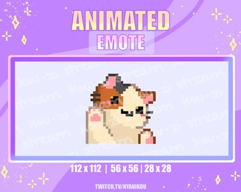 Cute Calico Cat Animated Emote – Kawaii Twitch Stream Asset (Digital Download)