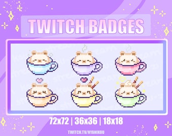 Cute Coffee Bear Twitch Sub Badges – Streamer Bit Badges (Digital Download)