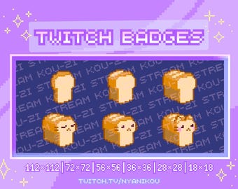 Cat Bread Twitch Sub Badges – Kawaii Bakery Stream Assets (Digital Download)
