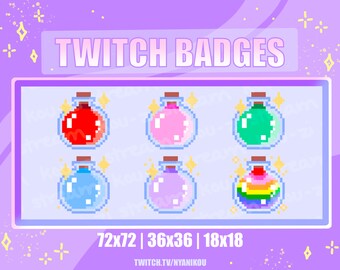 Söta Twitch-abonnemangsmärken för Potion - Kawaii Stream-resurser (digital nedladdning)