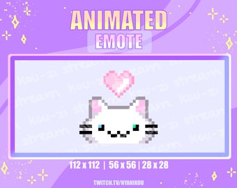 Cute White Cat Animated Emote – Kawaii Stream Asset (Digital Download)