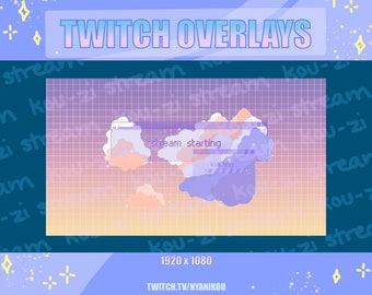 Animated Lofi Sunset Twitch Overlays: Kawaii Pastel Stream Scenes (Digital Download)