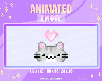 Animated Gray Tabby Cat Emote – Kawaii Twitch Stream Asset (Digital Download)