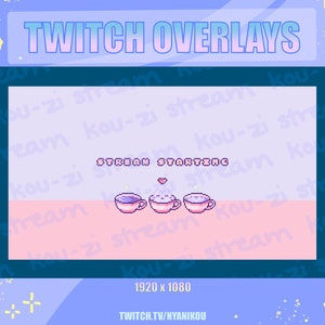 Animierte Katzencafe Twitch Overlays und Szenen Pretty Taro Latte Stream Aktiva - Stream Start, Be Right Back, Stream Ende, Live-stream