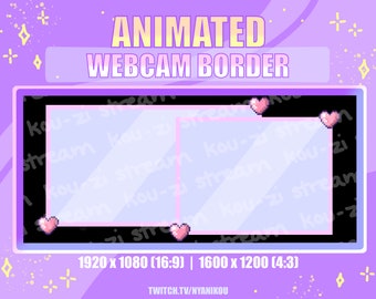 Animated Pink Pixel Heart Webcam Border – Twitch Stream Overlay (Digital Download)