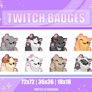 Twitch Sub Badges Bit Badges Emote Cute Cat Badges Stream Assets Kawaii Cats Waving Aesthetic Cat Cafe - Youtube, Discord, Lofi, Vaporwave