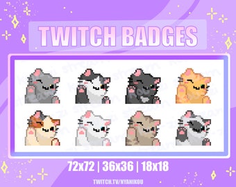 Cute Cat Twitch Sub Badges – Kawaii Stream Assets (Digital Download)