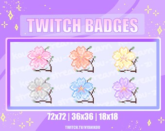 Cute Sakura Twitch Sub Badges – Kawaii Flower Emotes (Digital Download)