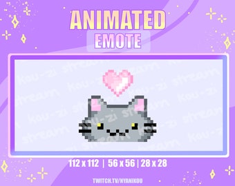 Animated Gray Cat Emote: Kawaii Pixel Art Stream Asset (Digital Download)