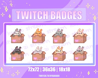 Cute Bunny Twitch Sub Badges - Kawaii Stream Assets (Digital Download)