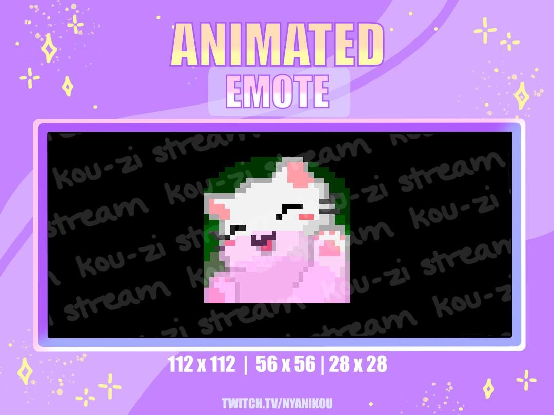 Cat Raving Animated White Cat Twitch Emote: Kawaii Raving Cat (digital Download ...