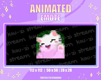 Animated White Cat Twitch Emote: Kawaii Raving Cat (Digital Download)