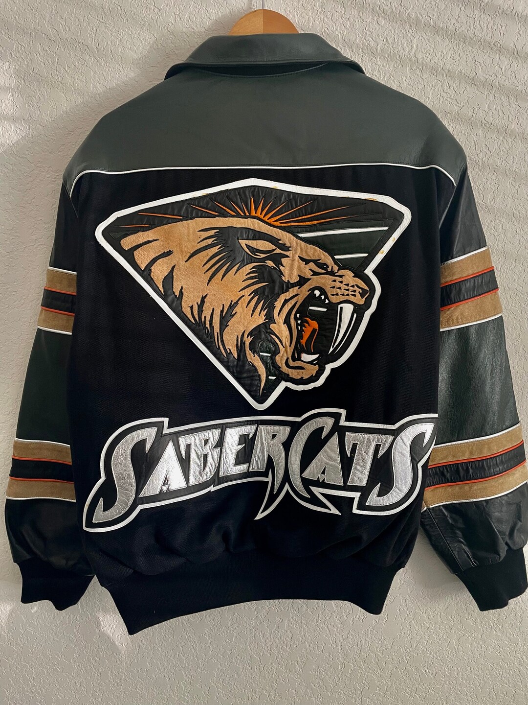 Vintage San Jose Sabercats Leather Jacket: Jeff Hamilton Retro 2000s  Clothing New Zealand
