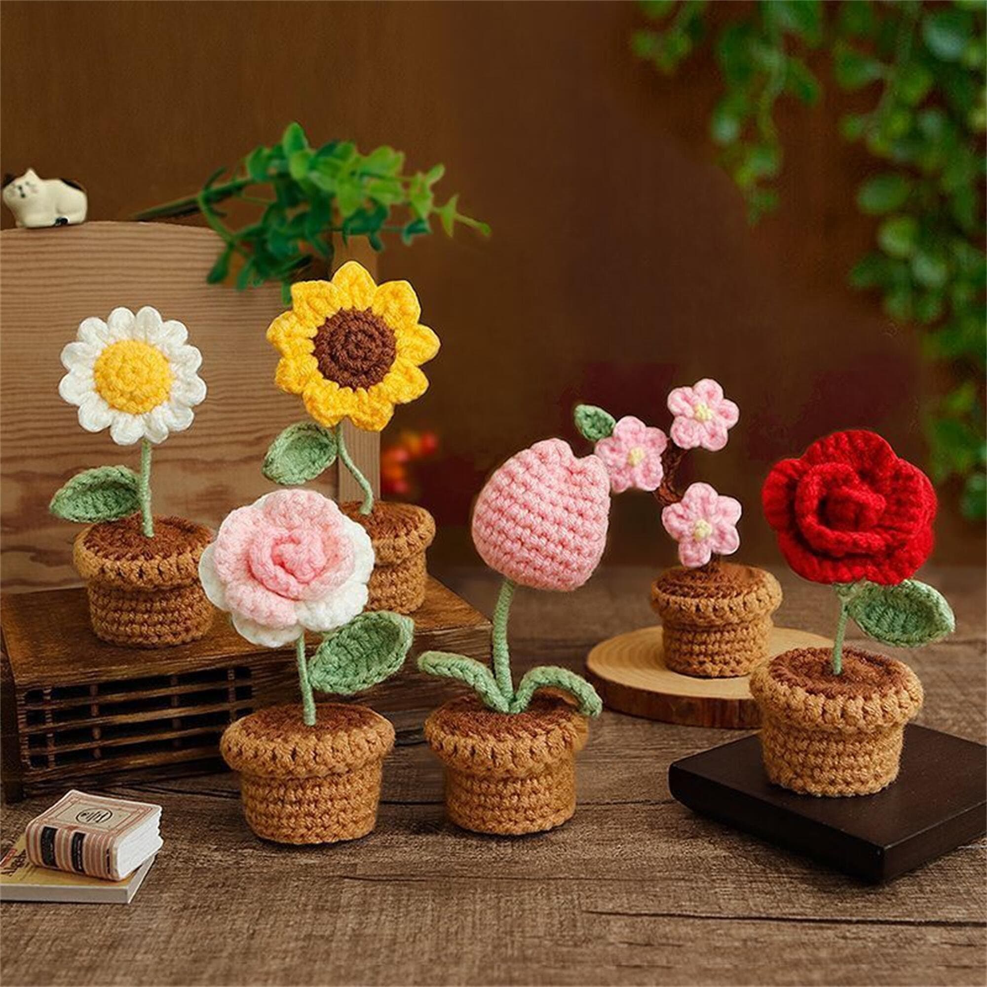 Buy Handmade Crochet Flower Basket, Cute Car Hanging, Potted Plant