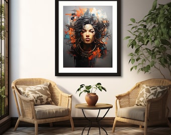 Woman Portrait, Abstract Art, Digital Download, Watercolor Painting, Home Decor, Office Decor, Wall Art, Modern Art