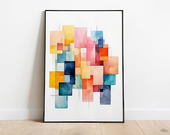 Abstract Watercolor Minimalist Painting, Digital Download, Home, Office, Decoration, Wall Art, Ready to Print