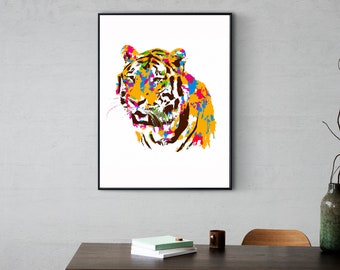 Tiger Wall Art Digital Print | Abstract Animal Art | Minimal | Tiger Print