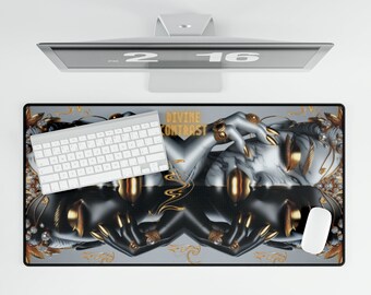 Desk Mat - Divine Contrast: The Marble & Gold Elegance