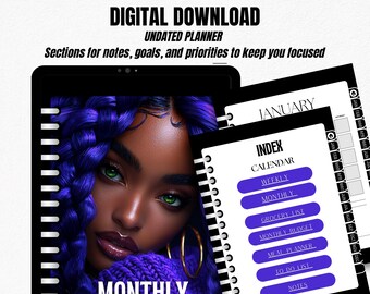 Undated Digital Planner, Monthly & Weekly Layouts, Hyperlinked, Planner Printables, PDF, ToDo List, Budget Planner, Meal Planner, Minimalist