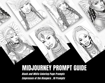 Afrocentric Empress Coloring Pages: Midjourney AI Prompt ebook