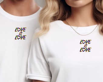 ユニセックス用のユニークなデザインの刺繍Tシャツ Love is Love