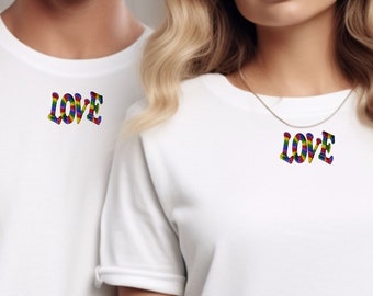 ユニークなデザインの刺繍が施されたユニセックスの愛のTシャツ