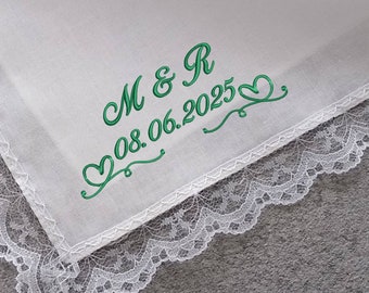 Braut Stoff Taschentuch mit Stickerei / personalisierts Stofftuch