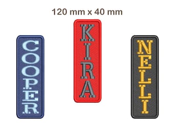 縦型ネームタグパッチ/アプリケーション名刺繍/縦型ネームタグ/希望のテキスト付きネームタグ/ドッグタグパーソナライズパッチ