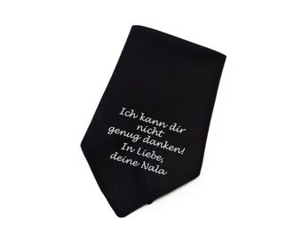 1 Stück Schwarzes Stoff-Taschentuch mit Wunschtext Stickerei , personalisierte Taschentuch mit Stickerei